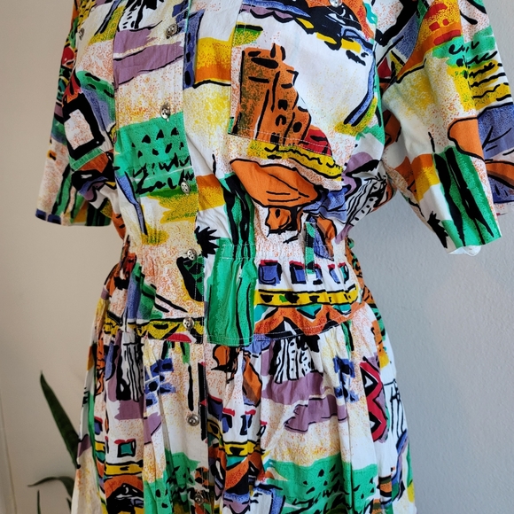 VTG 80s Together! Southwestern Print Midi Dress - Picture 5 of 16